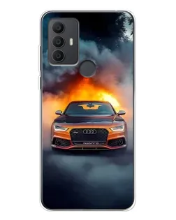 Чехол для TCL 30 SE с картинкой «Audi в огненном дыму»