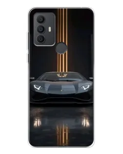 Чехол для TCL 30 SE с картинкой «Lamborghini золотые линии»