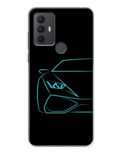 Чехол для TCL 30 SE с картинкой «Голубой силуэт Lamborghini»