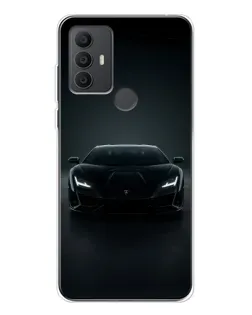 Чехол для TCL 30 SE с картинкой «Черный Lamborghini Aventador»