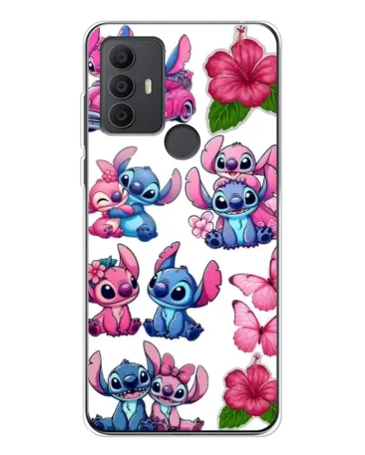 Чехол для TCL 30 SE с картинкой «Стикеры Stitch и Angel»