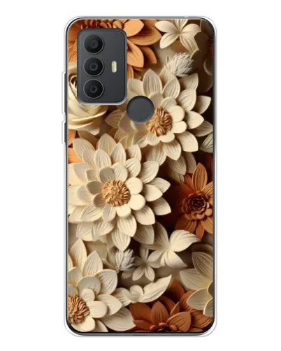 Чехол для TCL 30 SE с картинкой «Бежевый флористический декор»