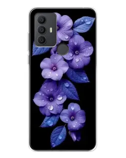 Чехол для TCL 30 SE с картинкой «Фиолетовые цветы с росою»