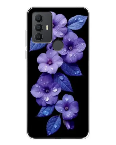 Чехол для TCL 30 SE с картинкой «Фиолетовые цветы с росою»