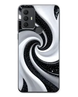 Чехол для TCL 30 SE с картинкой «Черно-белая спираль»