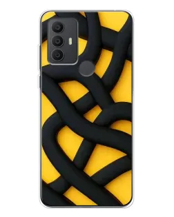 Чехол для TCL 30 SE с картинкой «Черное желтое переплетение»
