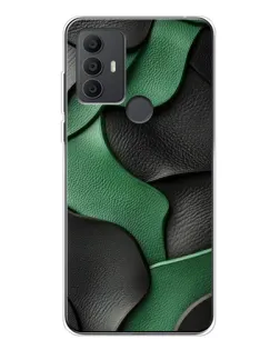 Чехол для TCL 30 SE с картинкой «Зеленые кожаные волны»
