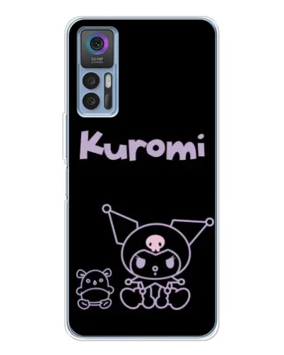 Чехол для TCL 30 с картинкой «Kuromi — черный минимализм»