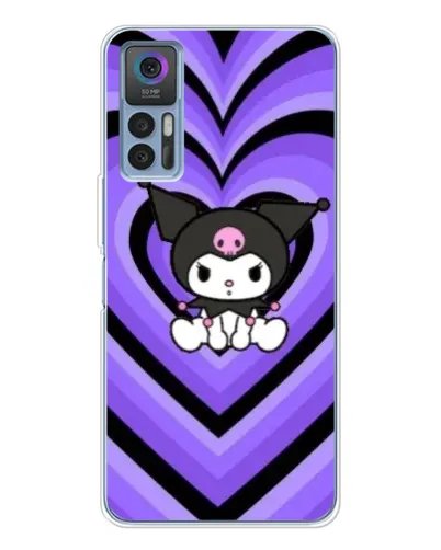 Чехол для TCL 30 с картинкой «Kuromi и фиолетовые сердца»