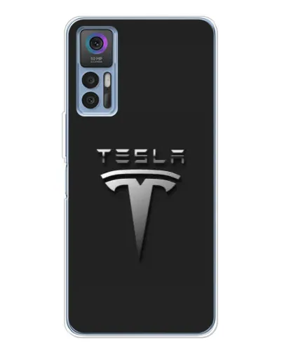 Чохол для TCL 30 з картинкою «Сталевий логотип Tesla»