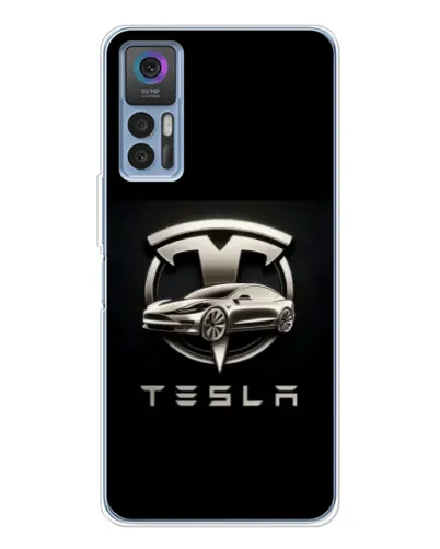 Чохол для TCL 30 з картинкою «Tesla — срібне авто»