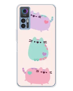 Чохол для TCL 30 з картинкою «Pusheen тріо»