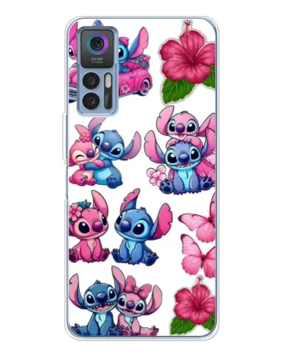 Чехол для TCL 30 с картинкой «Стикеры Stitch и Angel»