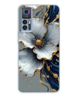 Чехол для TCL 30 с картинкой «Белый цветок и золотой флюид» Чехол для TCL 30 с картинкой «Белый цветок и золотой флюид»
