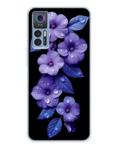 Чехол для TCL 30 с картинкой «Фиолетовые цветы с росою»