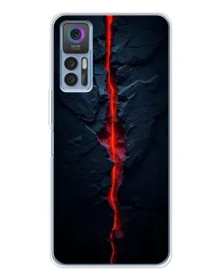 Чехол для TCL 30 с картинкой «Kрасная лавовая трещина»