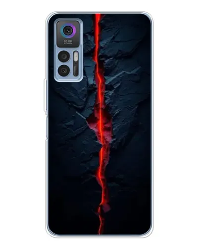 Чехол для TCL 30 с картинкой «Kрасная лавовая трещина»