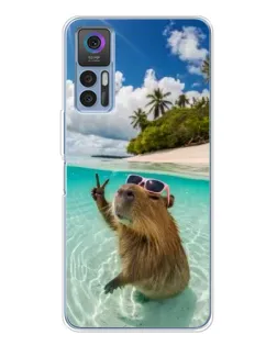 Чехол для TCL 30 с картинкой «Капибара на море»