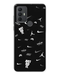 Чохол для TCL 306 з картинкою «Nike Black Pattern»