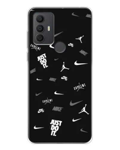 Чохол для TCL 306 з картинкою «Nike Black Pattern»