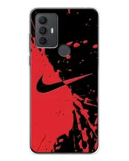 Чехол для TCL 306 с картинкой «Красные брызги Nike» Чехол для TCL 306 с картинкой «Красные брызги Nike»