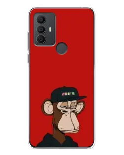 Чохол для TCL 306 з картинкою «Bored Ape — червоний фон»