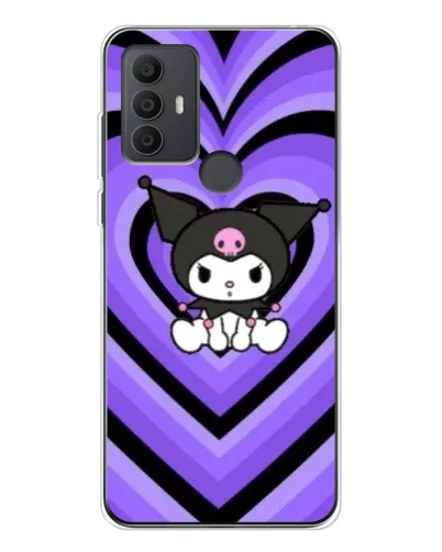 Чехол для TCL 306 с картинкой «Kuromi и фиолетовые сердца»