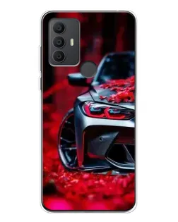 Чехол для TCL 306 с картинкой «Спортивная BMW и цветы»