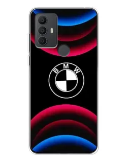 Чехол для TCL 306 с картинкой «Логотип BMW и неоновые дуги»