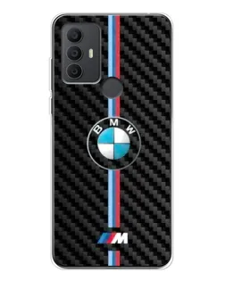 Чехол для TCL 306 с картинкой «Эмблема BMW и карбон»