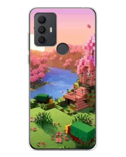 Чохол для TCL 306 з картинкою «Рожеве дерево Minecraft»
