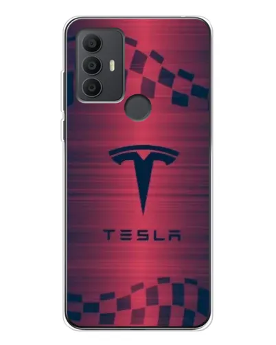 Чохол для TCL 306 з картинкою «Тесла червоний карбон»