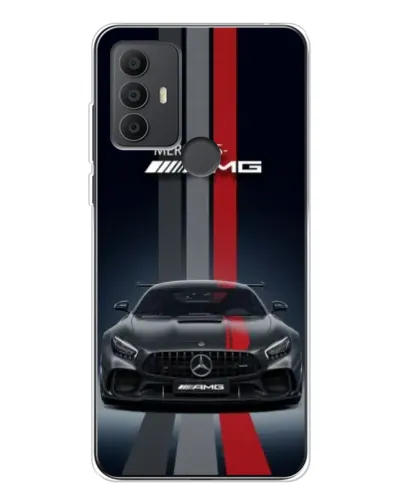 Чехол для TCL 306 с картинкой «Mercedes — белый карбон»