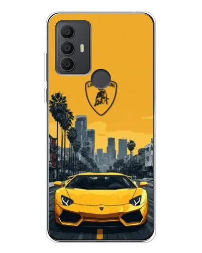 Чохол для TCL 306 з картинкою «Жовтий Lamborghini місто»