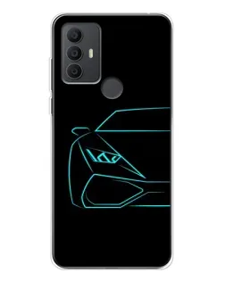 Чохол для TCL 306 з картинкою «Блакитний силует Lamborghini»