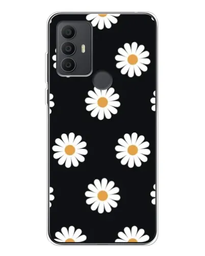 Чохол для TCL 306 з картинкою «Ромашки на чорному»