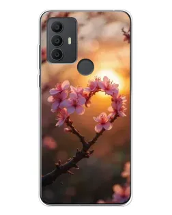 Чохол для TCL 306 з картинкою «Рожевий цвіт сердечко на тлі заходу» Чохол для TCL 306 з картинкою «Рожевий цвіт сердечко на тлі заходу»