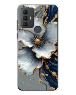 Чохол для TCL 306 з картинкою «Біла квітка та золотий флюїд» Чохол для TCL 306 з картинкою «Біла квітка та золотий флюїд»