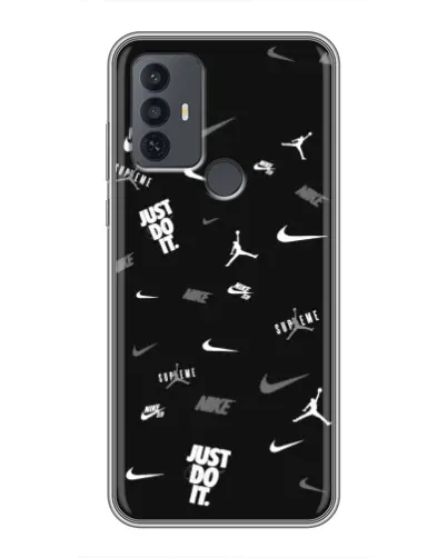 Чехол для TCL 30E с картинкой «Nike Black Pattern» Чехол для TCL 30E с картинкой «Nike Black Pattern»