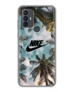 Чехол для TCL 30E с картинкой «Тропический принт Nike»