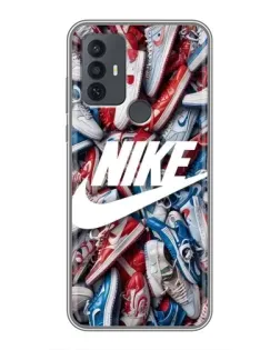 Чехол для TCL 30E с картинкой «Коллаж кроссовок Найк»