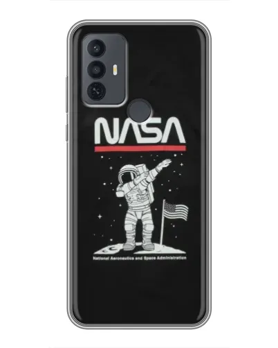 Чехол для TCL 30E с картинкой «NASA — шагаем по Луне»
