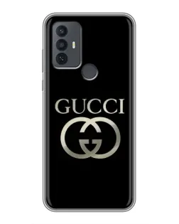 Чехол для TCL 30E с картинкой «Gucci — золото на черном»