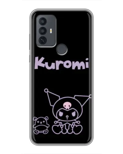 Чехол для TCL 30E с картинкой «Kuromi — черный минимализм»