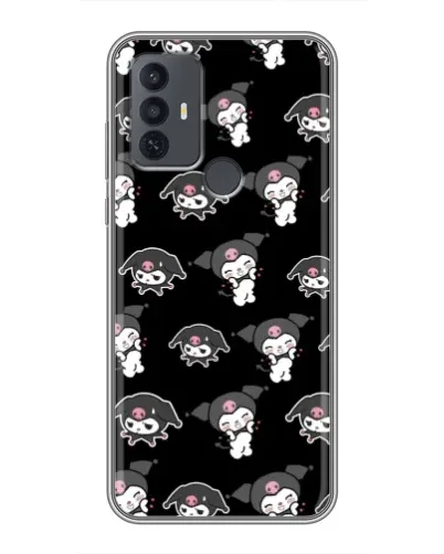 Чехол для TCL 30E с картинкой «Черный паттерн Kuromi»