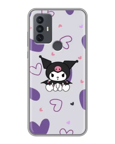 Чехол для TCL 30E с картинкой «Kuromi и лавандовые сердца»