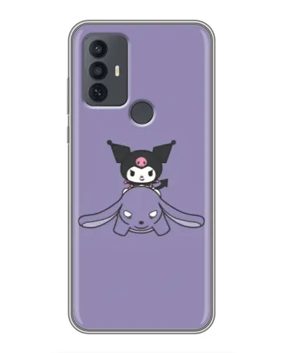 Чехол для TCL 30E с картинкой «Kuromi на лиловом фоне»
