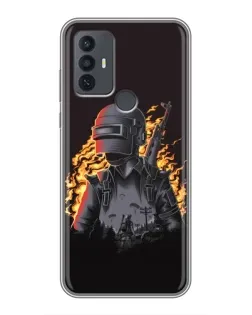 Чехол для TCL 30E с картинкой «PUBG — огненный силуэт»