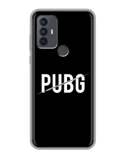 Чехол для TCL 30E с картинкой «PUBG — белый логотип»