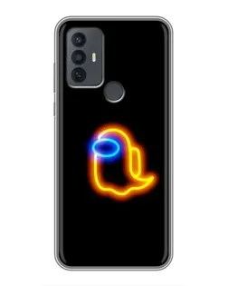 Чехол для TCL 30E с картинкой «Among Us неоновое сияние»